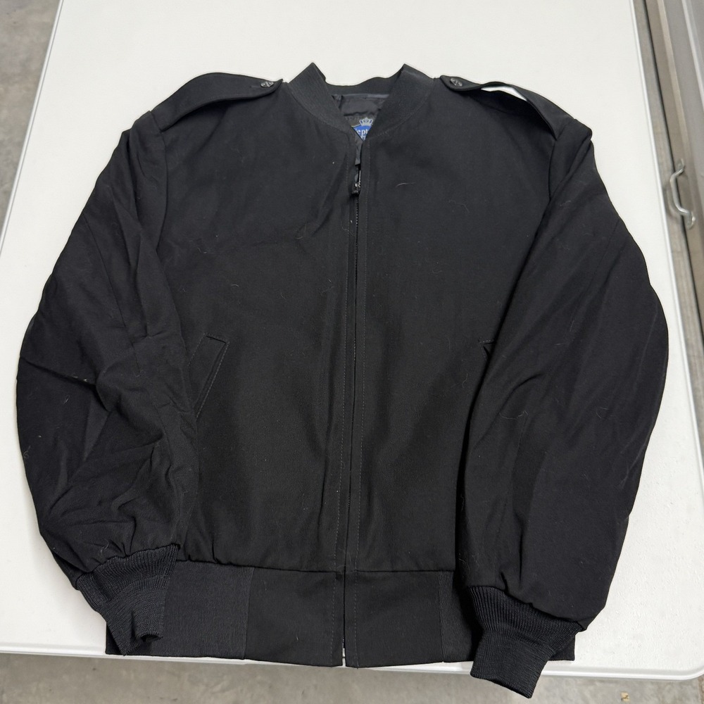 Neptune Garment Co Bomber Jacket Mens 42 Black Excellent Officer Thinsulate Wool